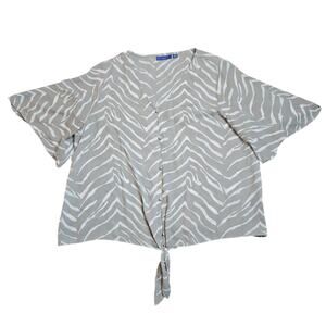 APT.9 Zebra Print Tie-Front Blouse